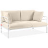 GARTENSOFA RAMBE 2-Personen mit Kissen, Weiß/Cremeweiß - Creme/Weiß, Textil/Metall (150/80/80cm) - KONSIMO®