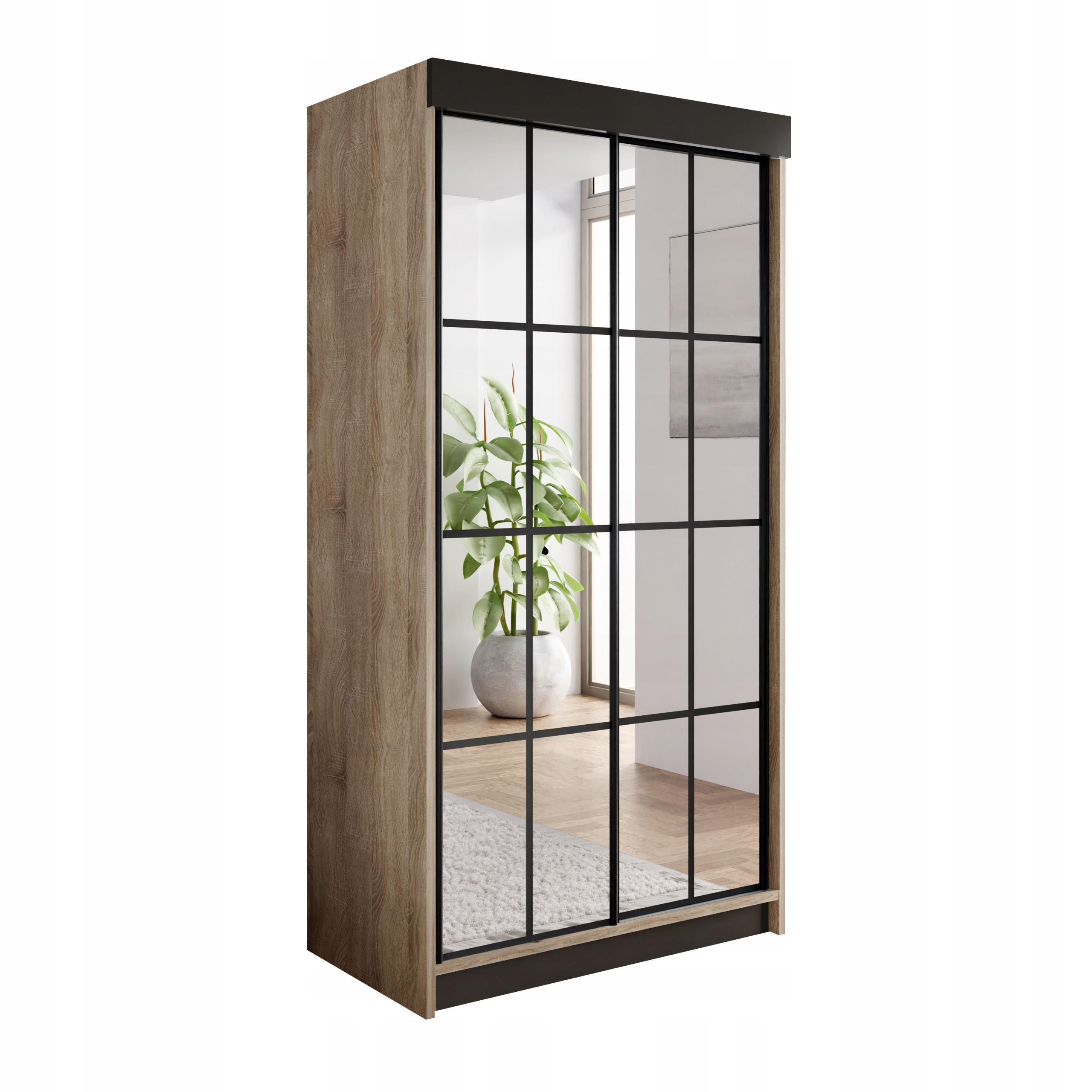 SIFONIER CU USI GLISANTE ARI 2 - 100x200x62 cm - Stejar Sonoma