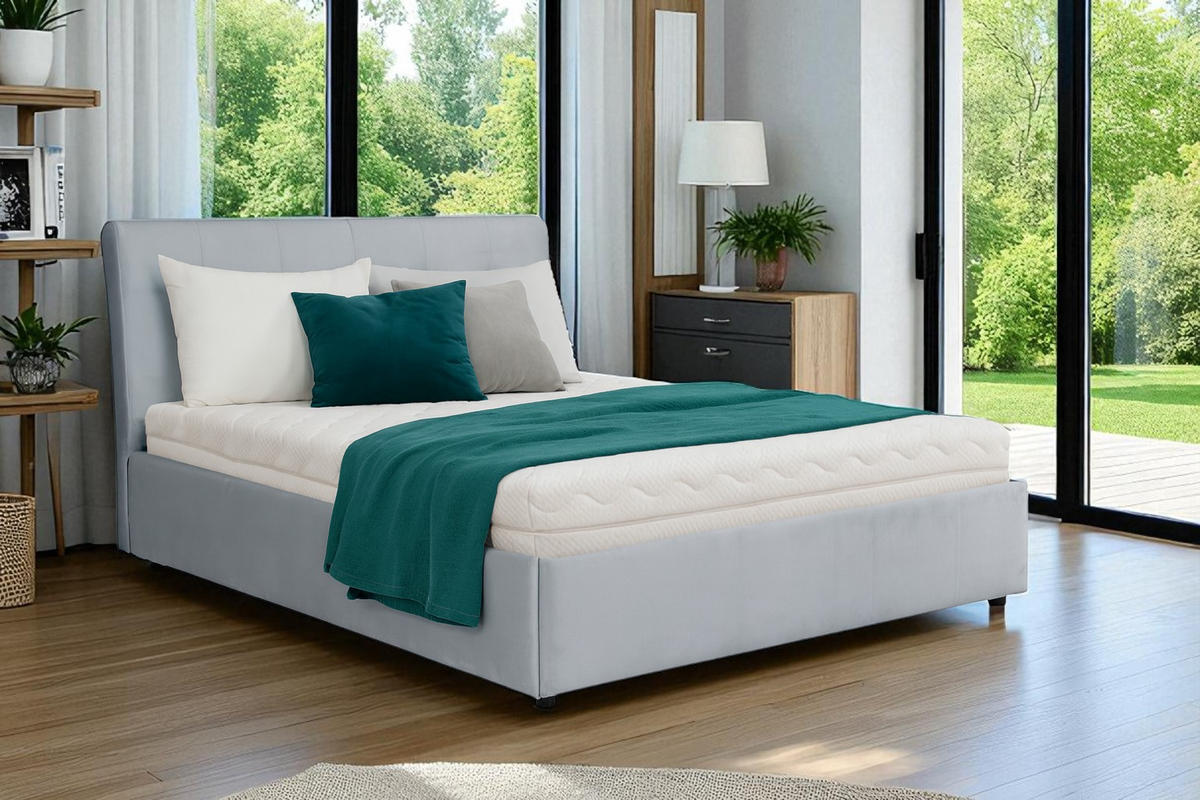 POLSTERBETT mit Bettkasten und Matratze SOLIS, Hellgrau, 140x200 cm - Hellgrau, Textil (140/200cm) - KS Home Concept