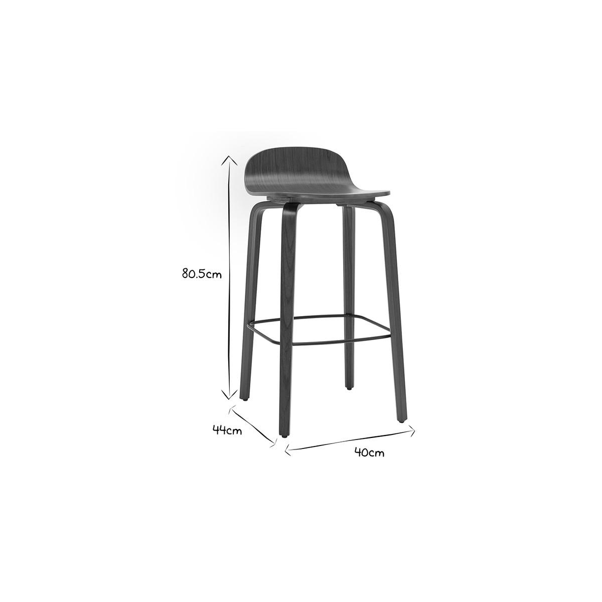 BARHOCKER Schwarzes Holz H68 cm 2er-Set OBRA - Schwarz, Holz (44/80.5/40cm) - Miliboo