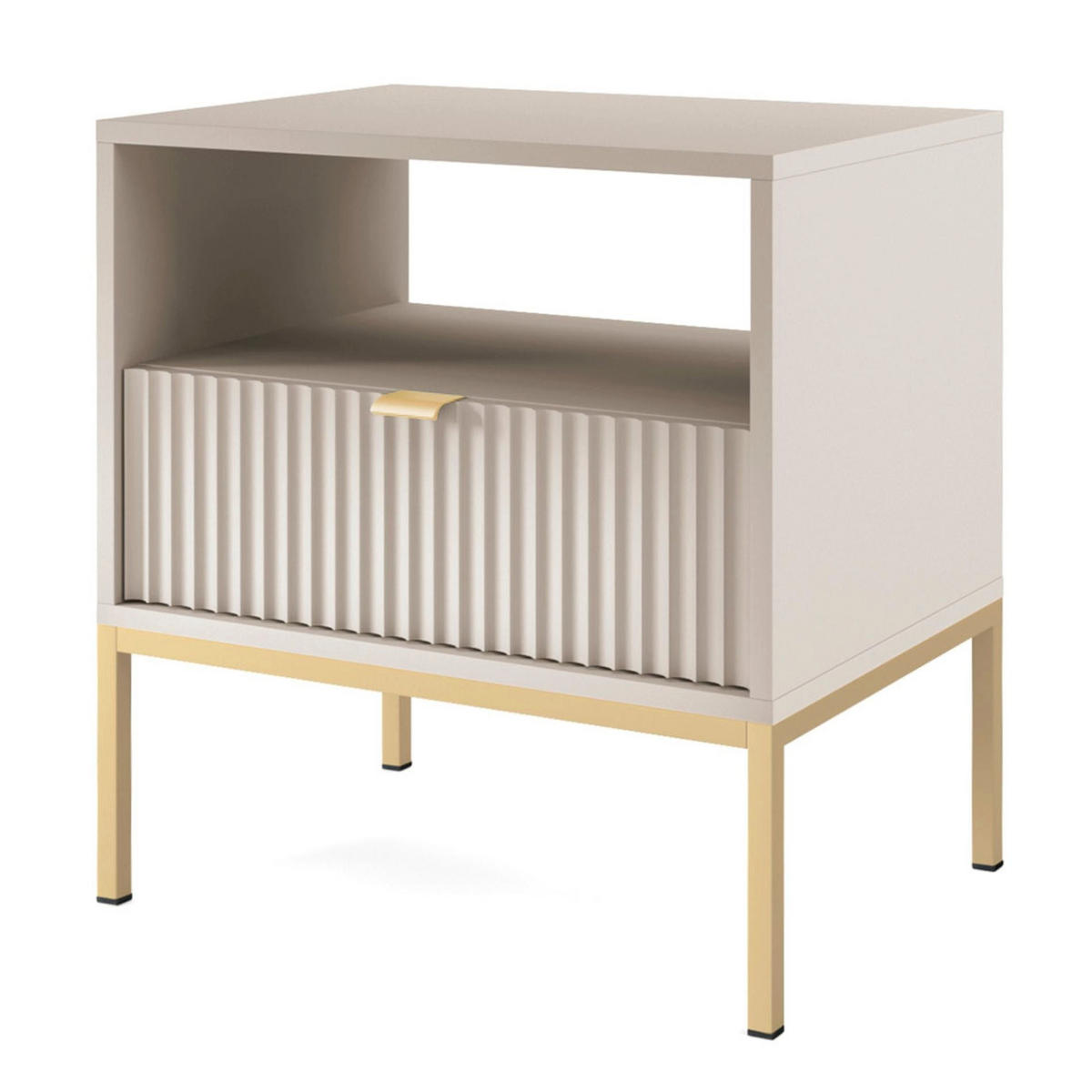 NACHTTISCH Vellore Greige / Gold 54 cm - Ecru/Beige, Holzwerkstoff/Metall (54/56/39cm) - Selsey