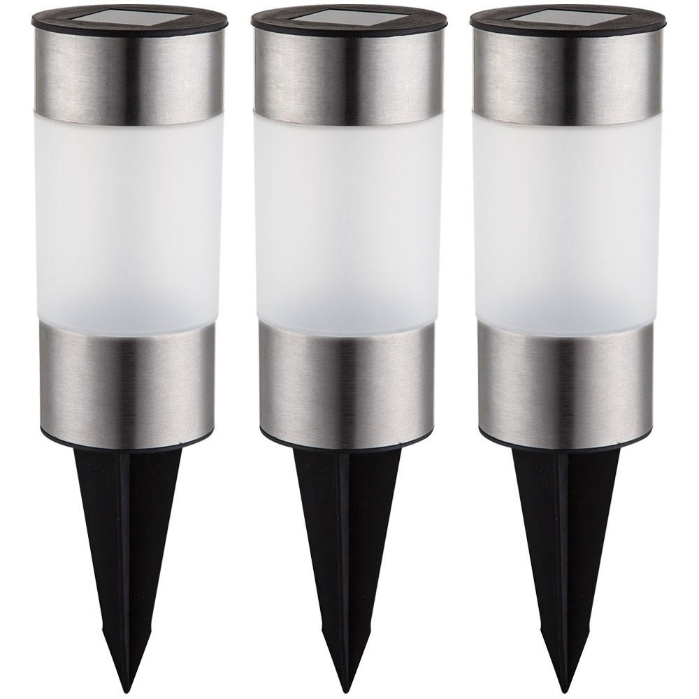 LED AUSSENLEUCHTE Solar Edelstahl Silber 3er Set - Silberfarben, Metall (6.3/6.3/23.5cm) - Globo Lighting