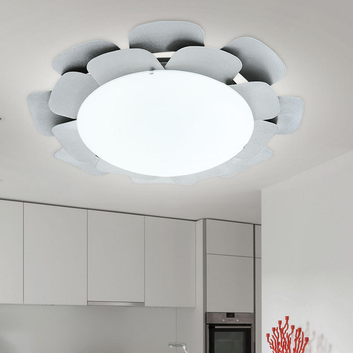 LED DECKENLEUCHTE Reclette Silber - Silberfarben, Glas (38/38/8cm)