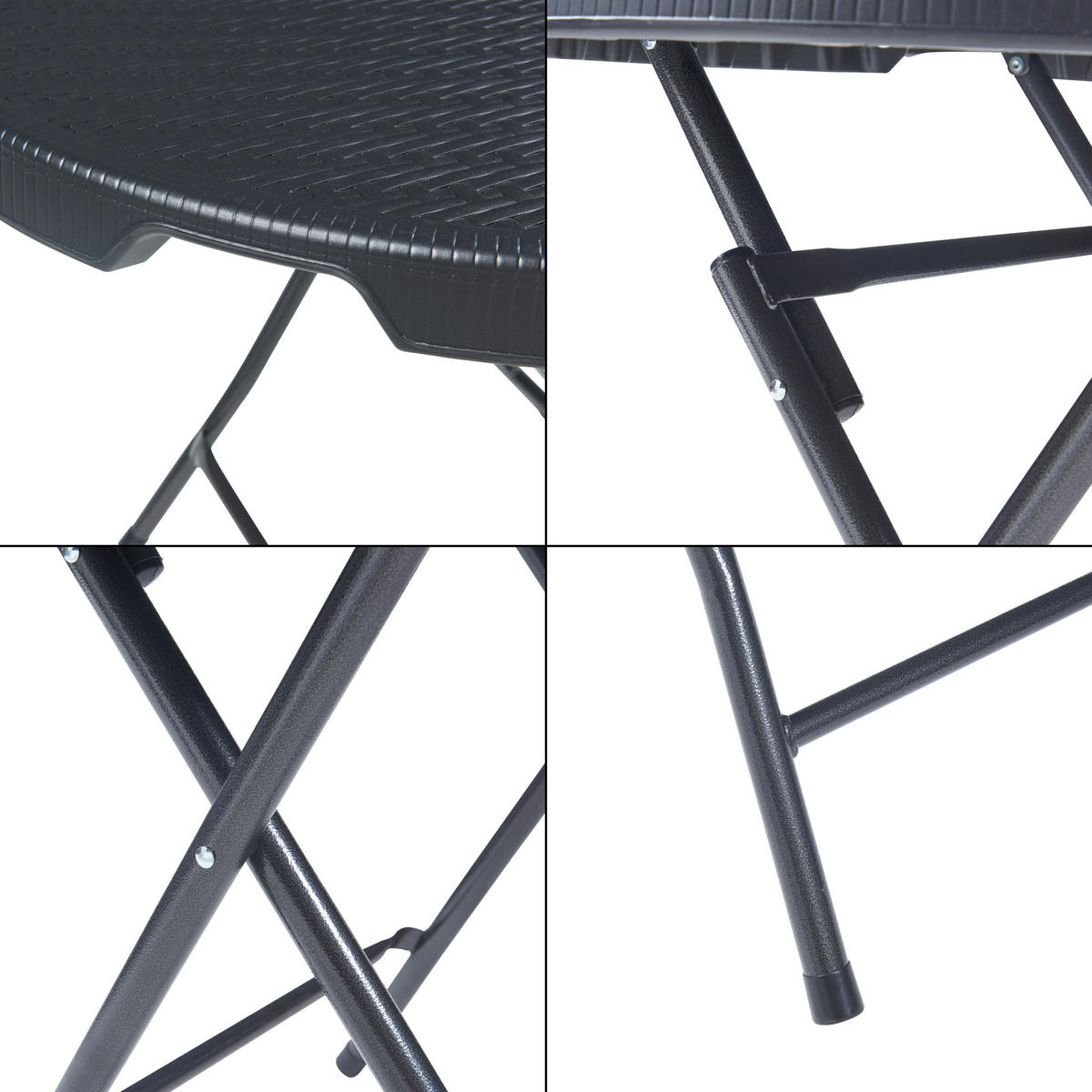KLAPPTISCH Mark - Schwarz, Kunststoff/Metall (80/80/74cm) - [en.casa]