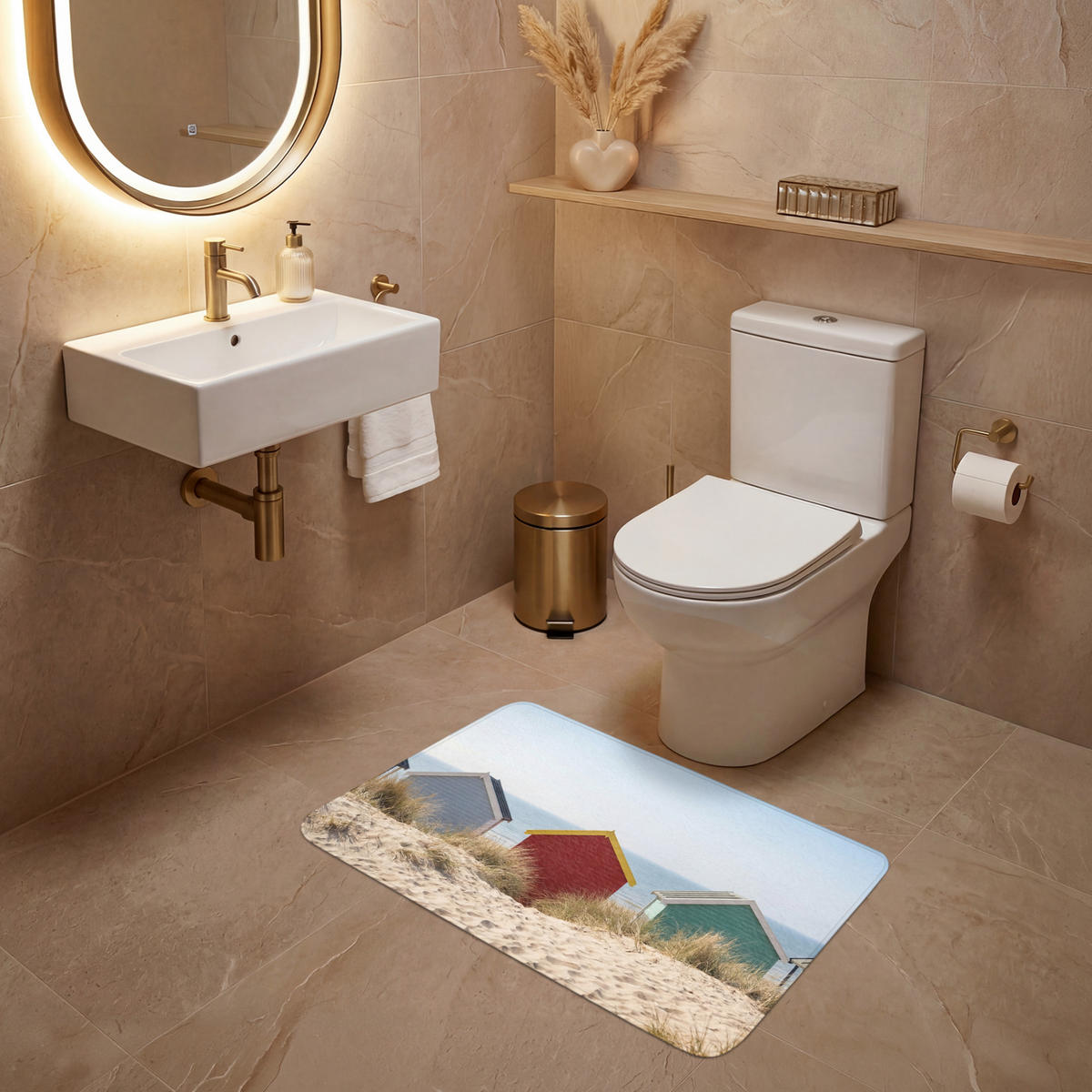 WC PŘEDLOŽKA Pláž - Chaty - Barevné - Duny 80x50 cm - různobarevná, textil/plast (80/1cm) - OnlyWow