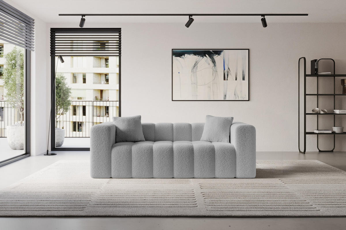 POHOVKA 2-MÍSTNÁ DONY-2 232x90x71 cm Světle šedá Buklé - černá/stříbrná, kompozitní dřevo/textil (232/71/90cm) - ALTDECOR