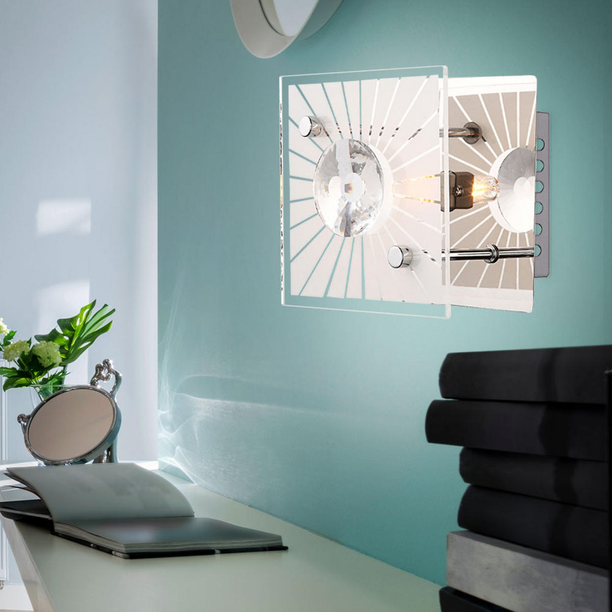 LED WANDLEUCHTE Metall Silber Kristalloptik - Silberfarben, Glas (11/10/11cm) - Globo Lighting