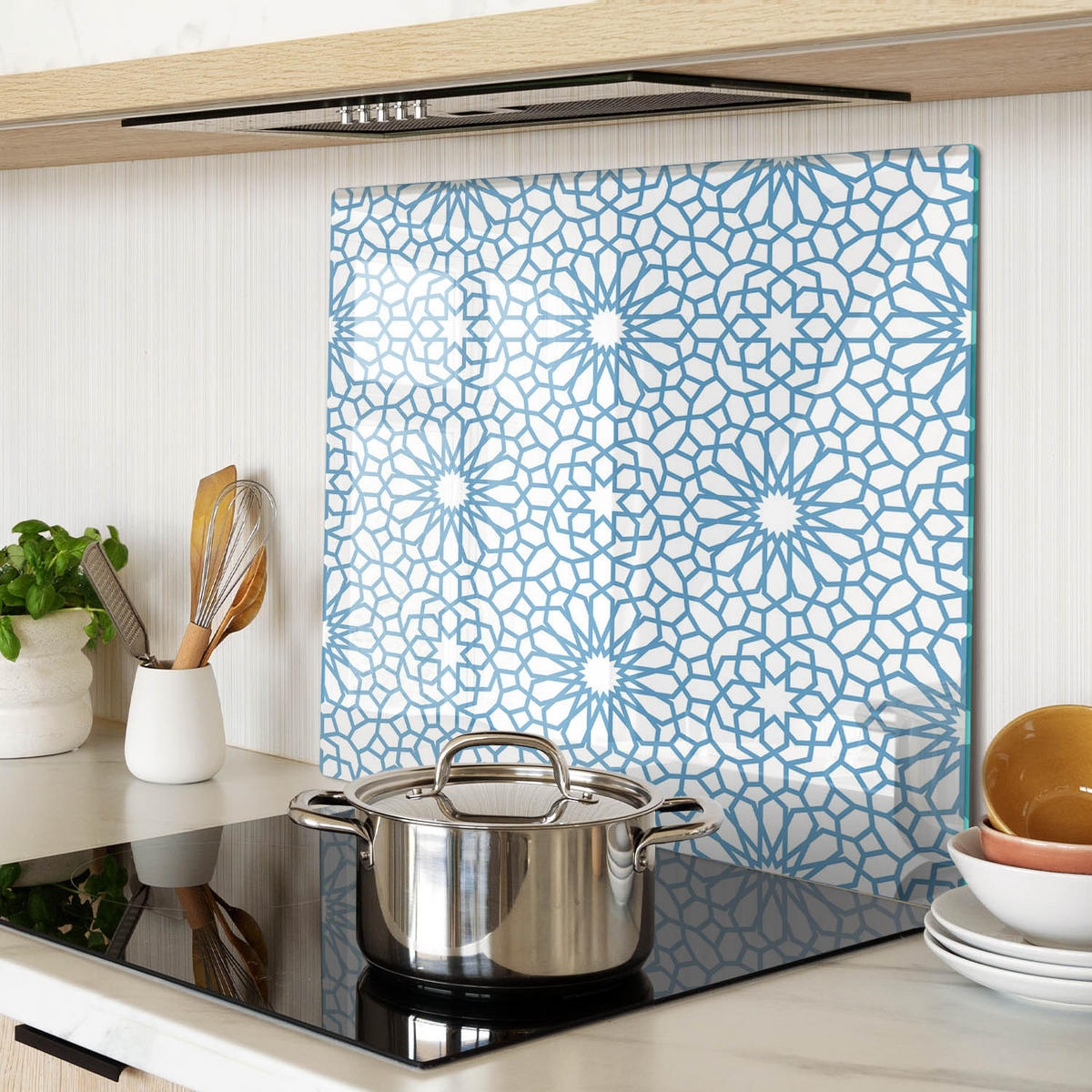 GLASPLATTE 60x52 cm Orientalisches Muster - Blau, Glas (60/0.4/52cm) - TULUP
