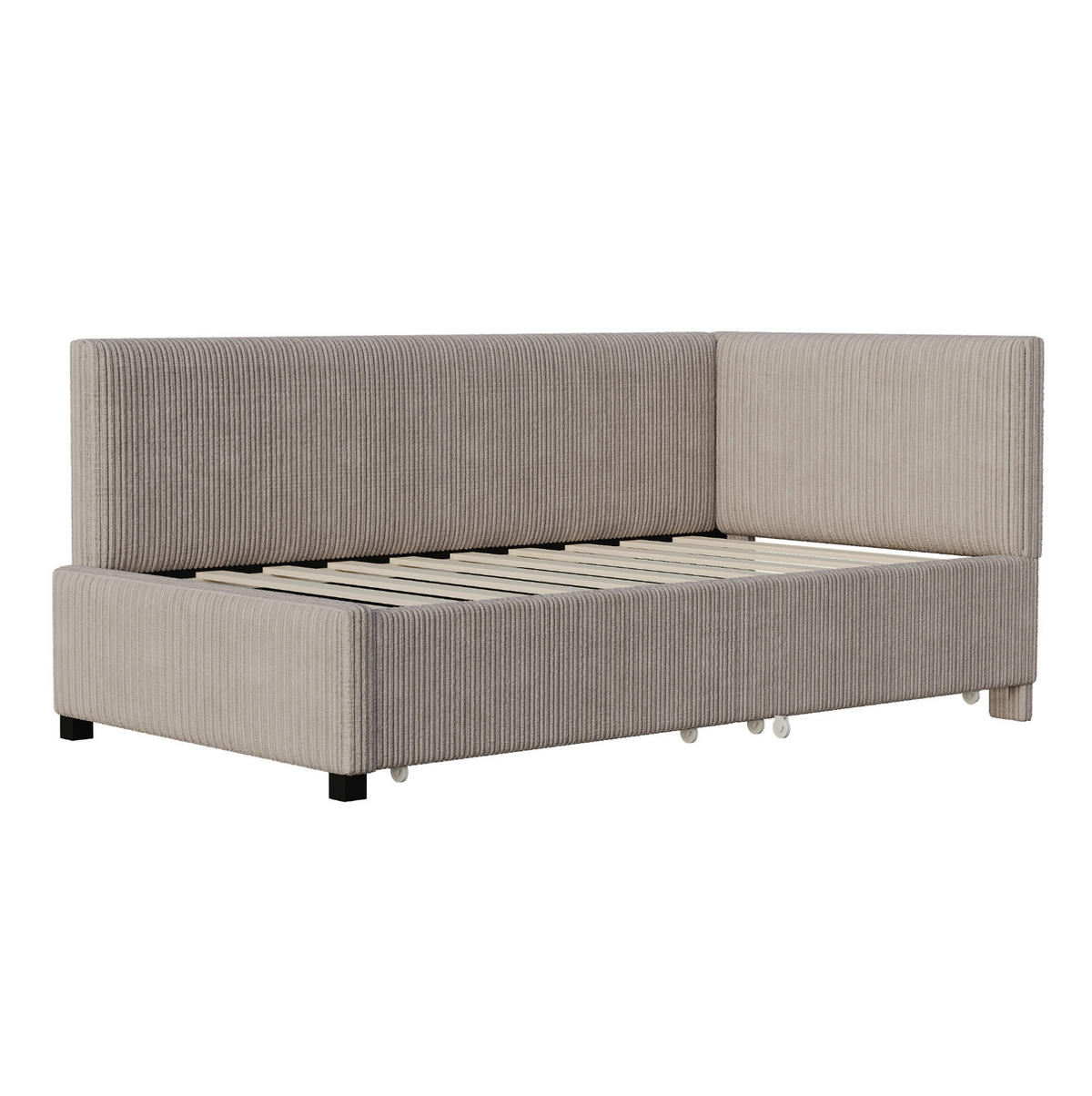POLSTERBETT 90/200 cm mit 2 Stauraumschubladen, Lattenrost und Samtbezug, Grau - Grau, Leder (90/200cm) - Redom