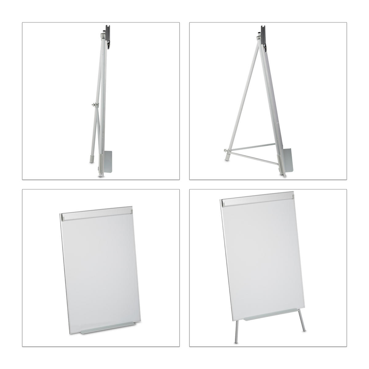FLIPCHART Whiteboard - Weiß, Metall (80/175/75cm) - Relaxdays