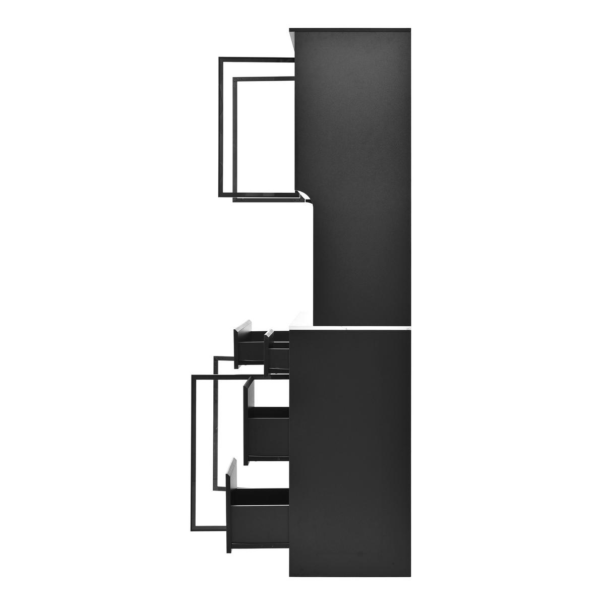 HOCHSCHRANK Vitrine LED Marmoroptik Glaselemente Schwarz Weiß - Multicolor, Holzwerkstoff (120/180/40cm) - FLIEKS