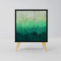SIDEBOARD NORTHERN LIGHTS, Schwarz, 57,5x42x75,5 cm, Goldfarbene Metallfüße - Goldfarben/Multicolor, Holzwerkstoff/Metall (57.5/75.5/42cm) - SpaceRebels