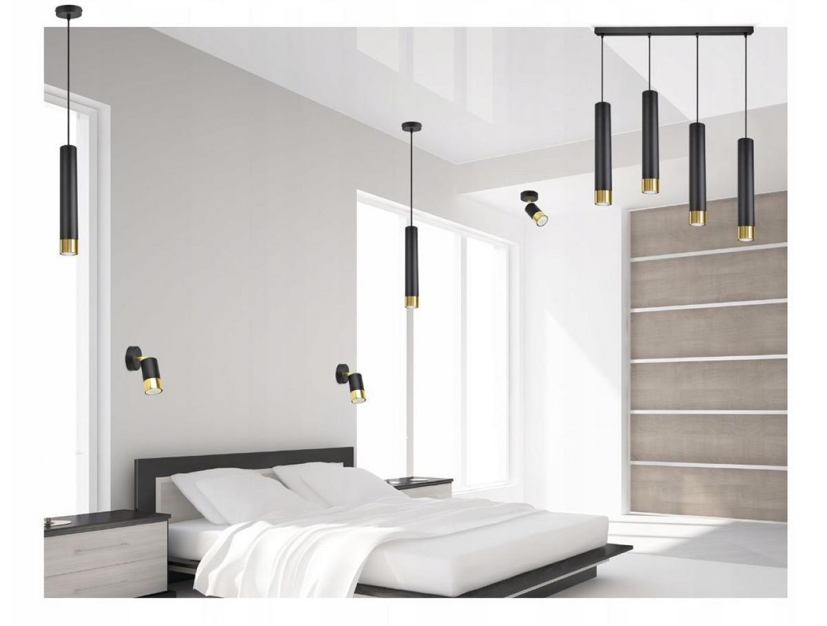 PENDELLEUCHTE Milano Tube - Goldfarben/Schwarz, Glas/Metall (6/80/100cm) - kiki design
