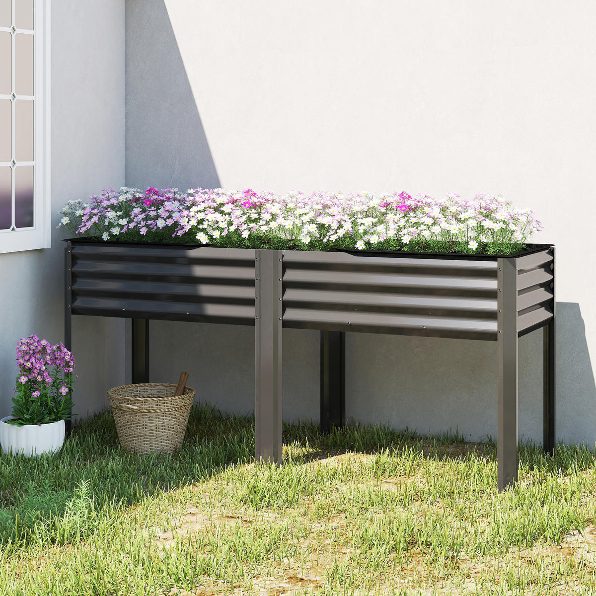 HOCHBEET DE-16058 241L Fassungsvermögen Dunkelgrau - Dunkelgrau, Metall (180/80/55cm) - ComfortXL