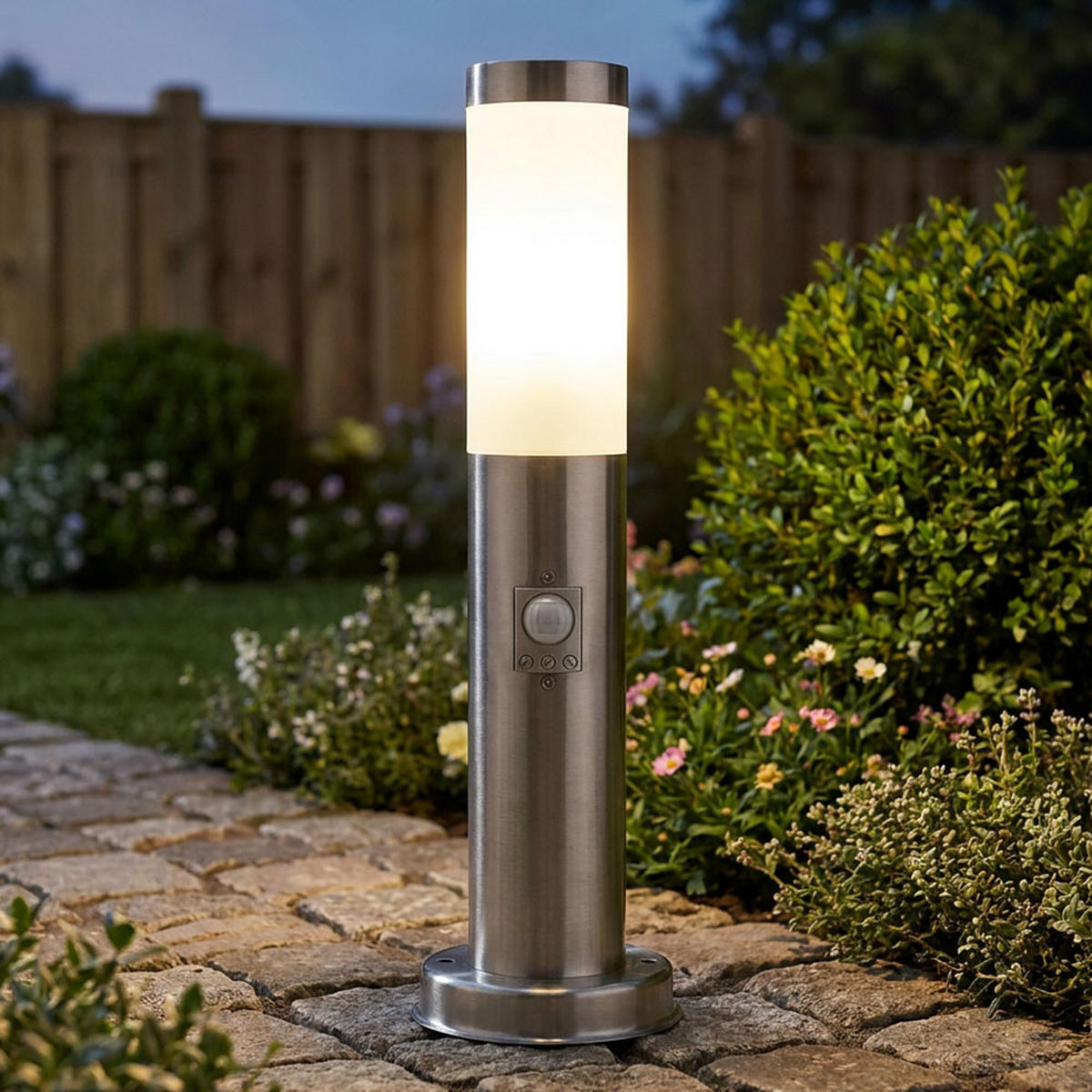 LED AUSSENLEUCHTE Edelstahl Silber - Silberfarben, Metall (12.7/12.7/45cm) - Globo Lighting