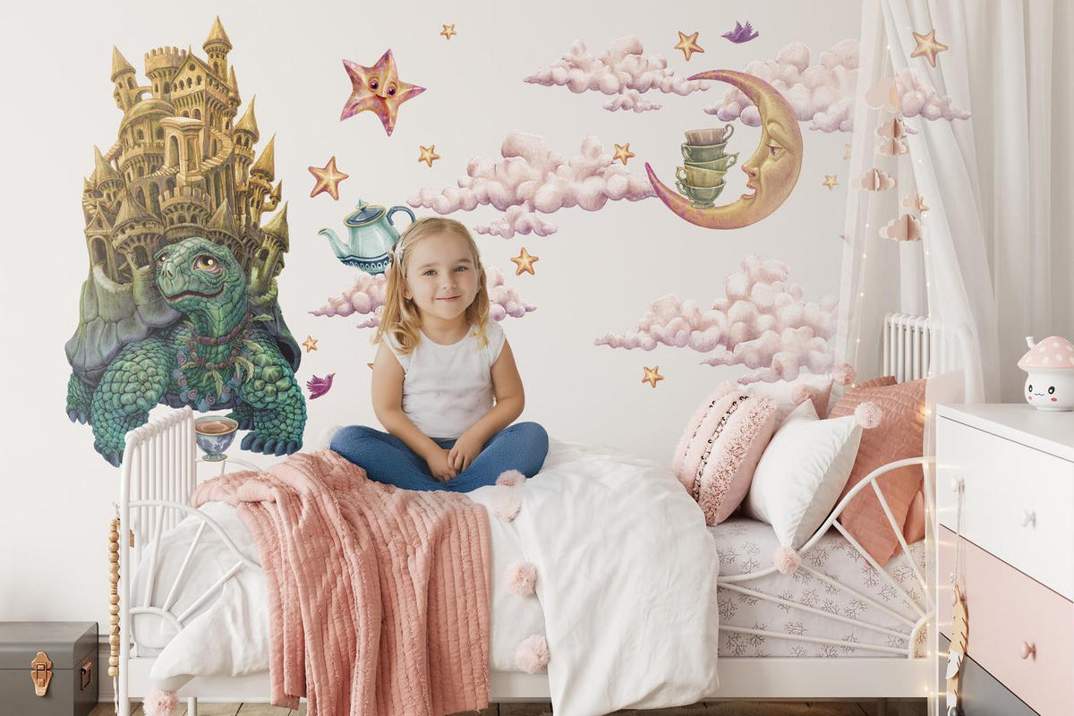 WANDAUFKLEBER 130x168cm - Märchentiere - Multicolor, Kunststoff (130/168/0.1cm) - Wallfluent