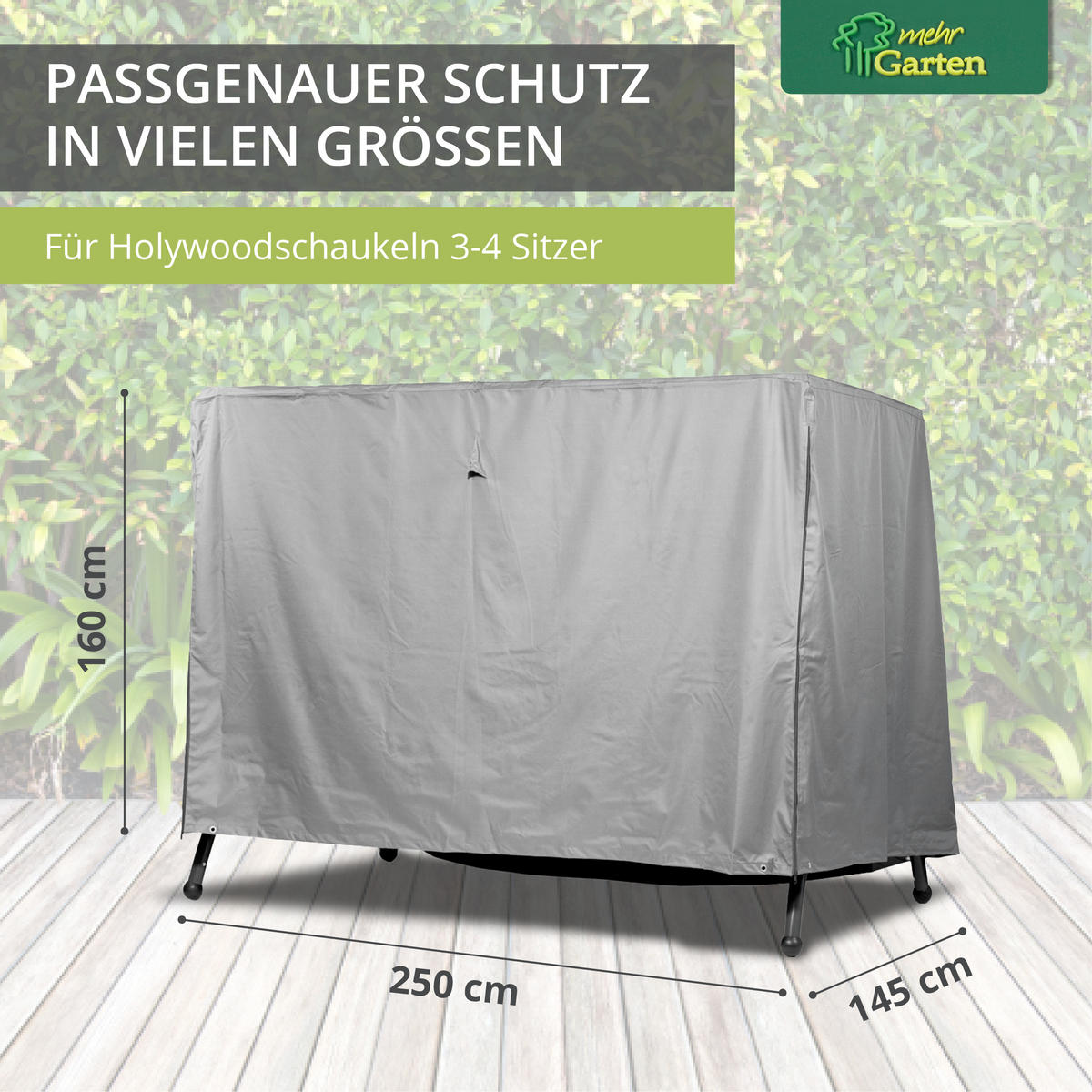 SCHUTZHÜLLE für Hollywoodschaukel / Gartenschaukel SHP-20073 - Grau, Kunststoff (250/160/145cm) - mehr Garten