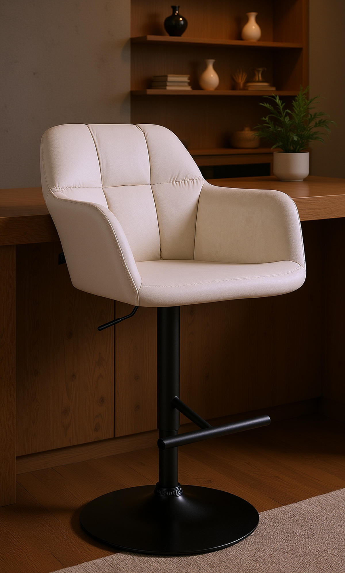BARHOCKER Nardo Samt schwarz creme - Schwarz/Naturfarben, Textil/Metall (57/118/59cm) - TPFLiving