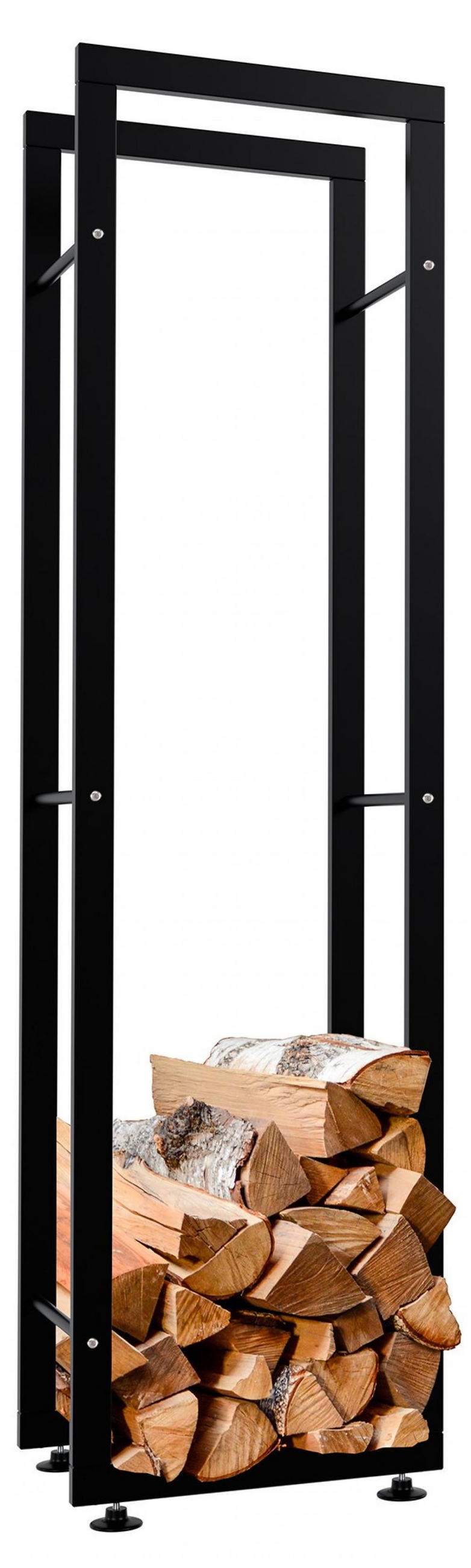 KAMINHOLZREGAL 40/25/150 cm Metall Schwarz - Schwarz, Metall (40/150/25cm) - CLP
