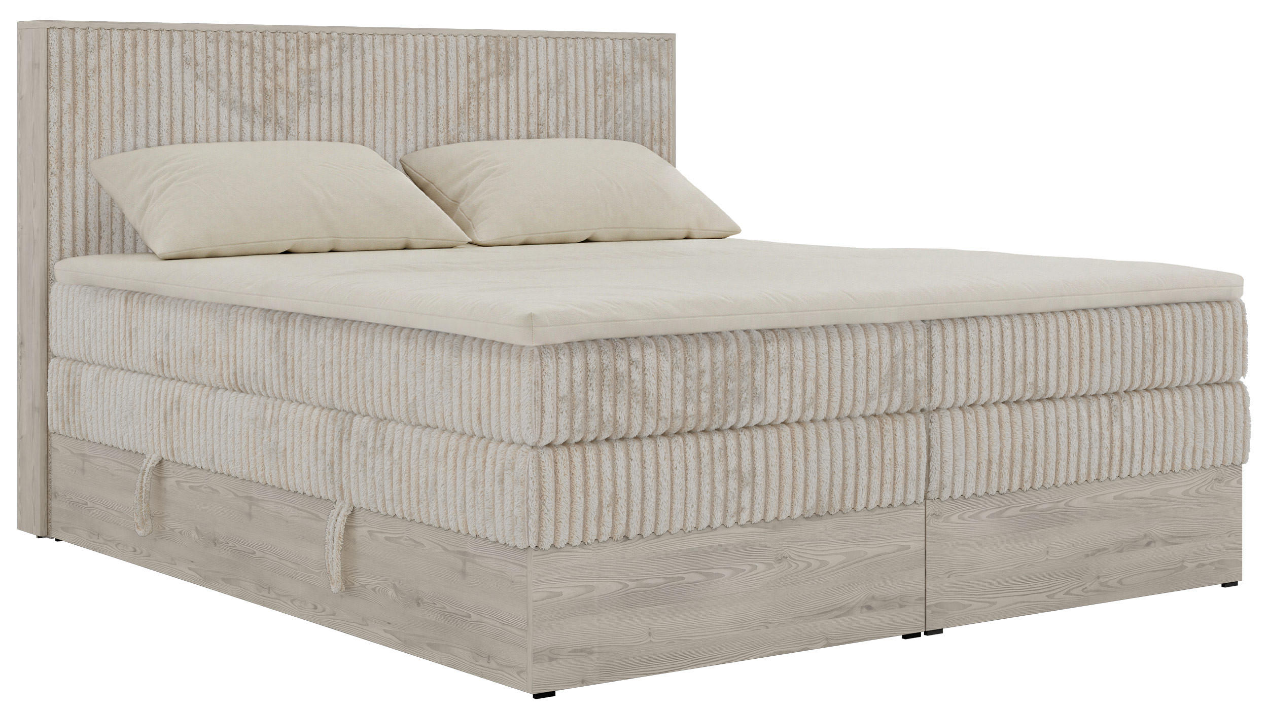 MKS POSTEL BOXSPRING NORDIC KING 180/200 - Béžová Manšestr - Topper Visco - H4