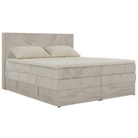 BOXSPRINGOVÁ POSTEĽ NORDIC KING 160/200 - Béžová Manšester - Topper Visco - Stredne tvrdé (H3) - čierna/béžová, textil/plast (160/200cm) - MKS