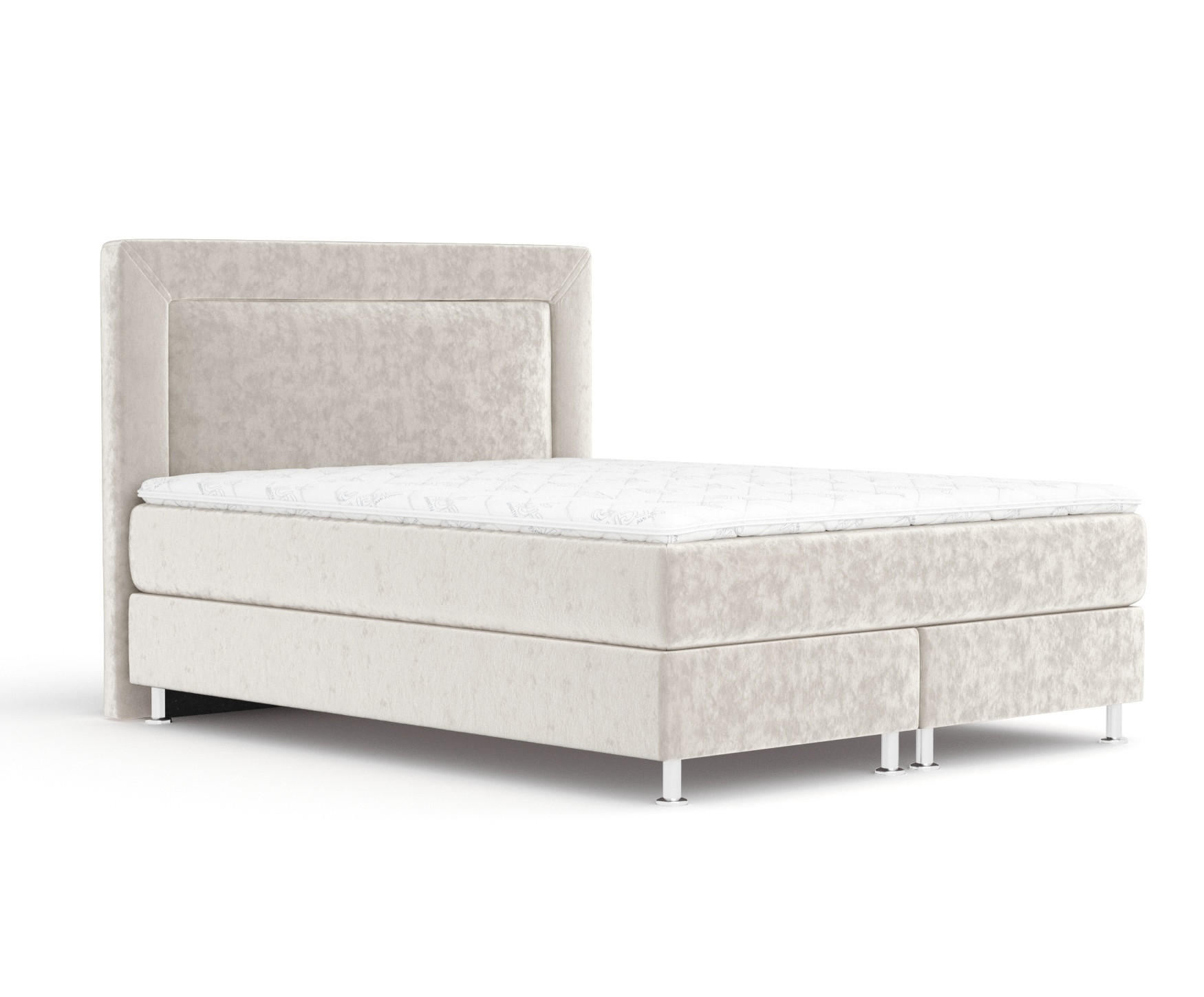 BOXSPRINGBETT Laguno Ecru 200/200 cm mit Latex-Topper - Ecru/Silberfarben, Holz/Holzwerkstoff (200/200cm) - Maison de Reve