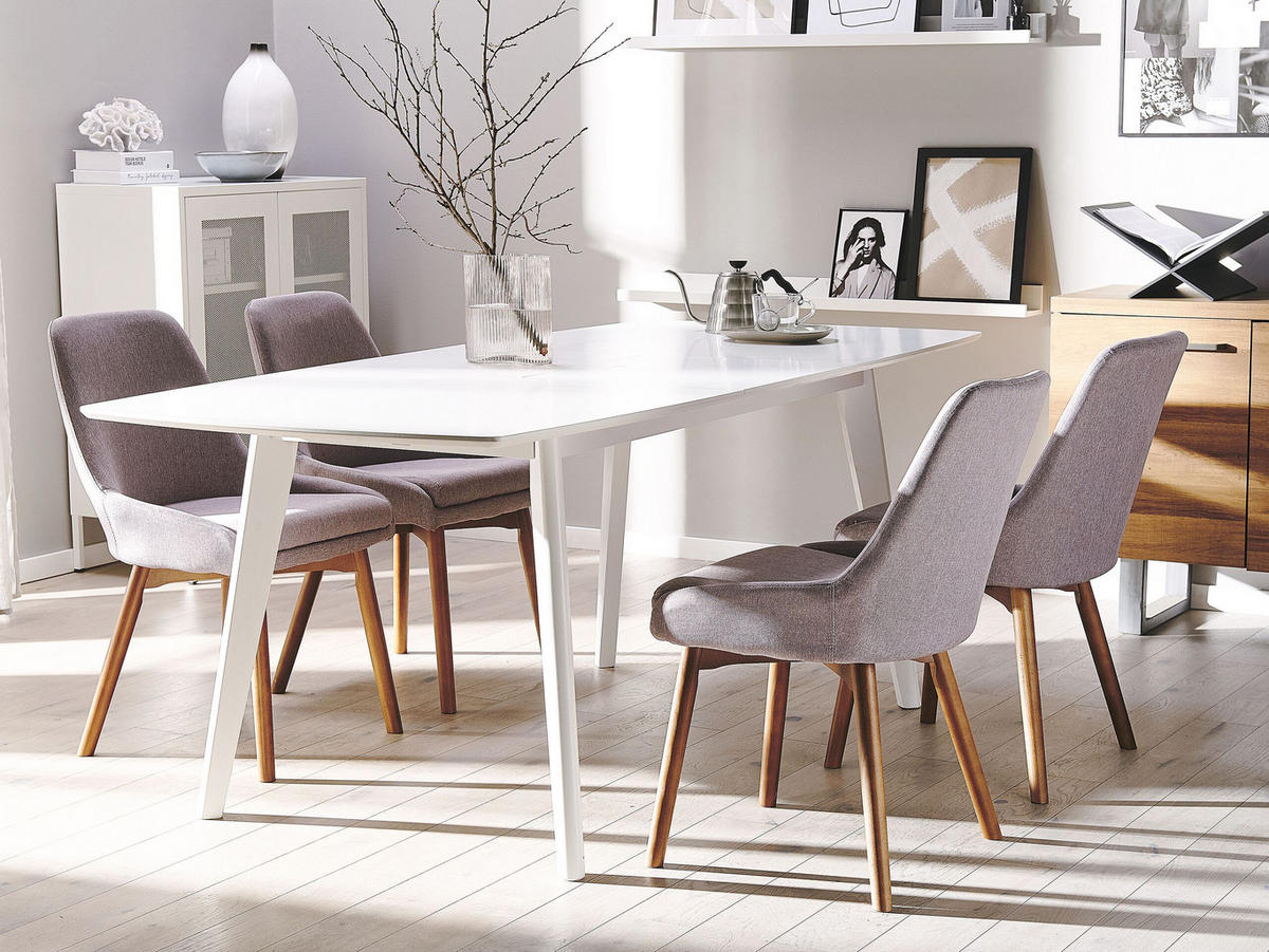 ESSZIMMERSTUHL 2er-Set Polsterbezug Grau Melfort - Grau, Holz/Textil (49/82/58cm) - Beliani