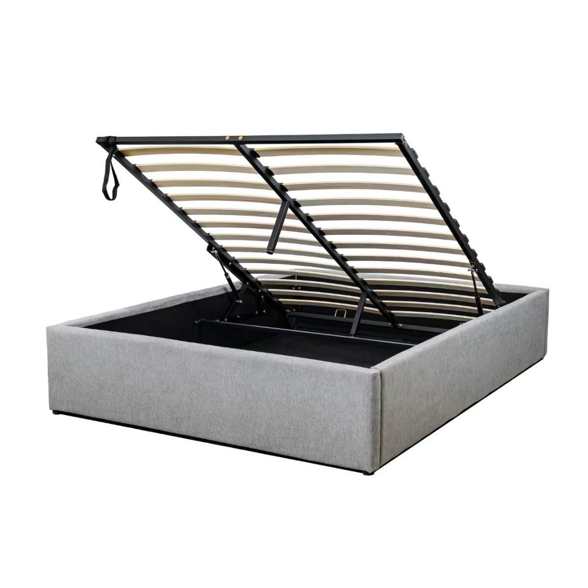 BETTKASTEN 140x190 cm mit grauem stoff - alba - Grau, Holz (190/140cm) - Calicosy