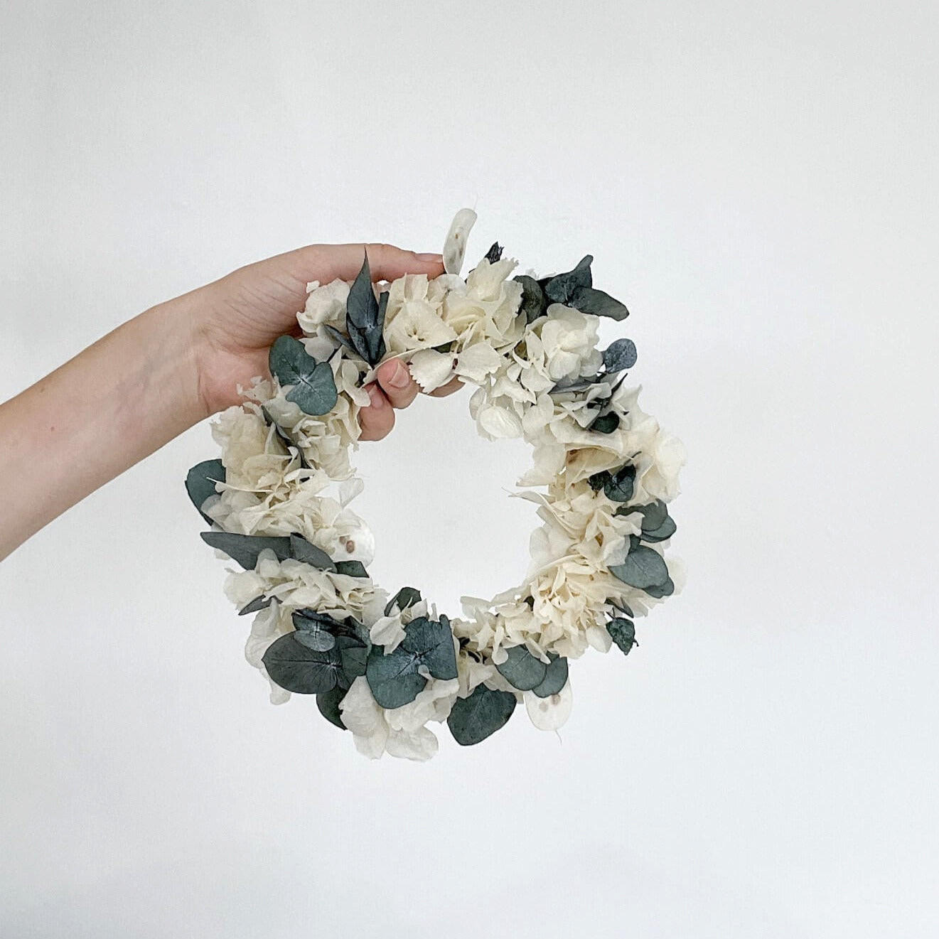 TROCKENBLUMEN kranz Eukalyptus Hortensien Mix - Grün, Naturmaterialien (5cm) - Lykke & You