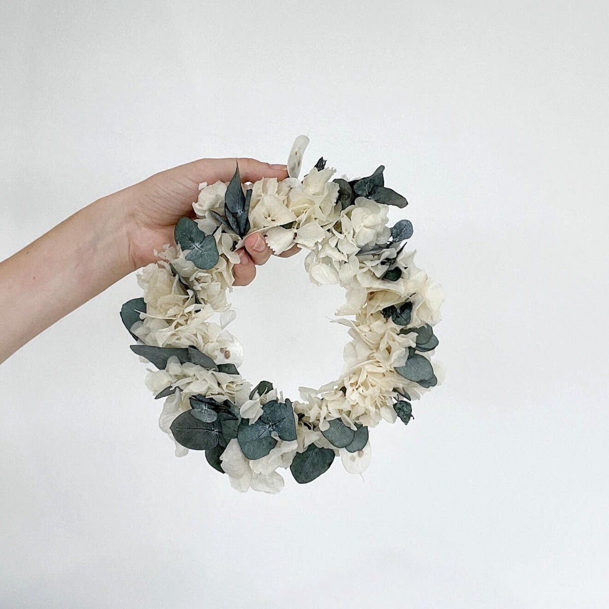 TROCKENBLUMEN kranz Eukalyptus Hortensien Mix - Grün, Naturmaterialien (5cm) - Lykke & You