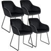 ESSZIMMERSTUHL Jeane,57 x 61 x 85,5 cm, Belastbarkeit 120 kg,Samtoptik schwarz/schwarz - Schwarz, Kunststoff (57/85.5/61cm) - tectake