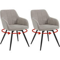 ESSZIMMERSTUHL 2er Set, drehbar, Samt, Hellgrau - Hellgrau/Schwarz, Textil/Metall (57/78/63cm)