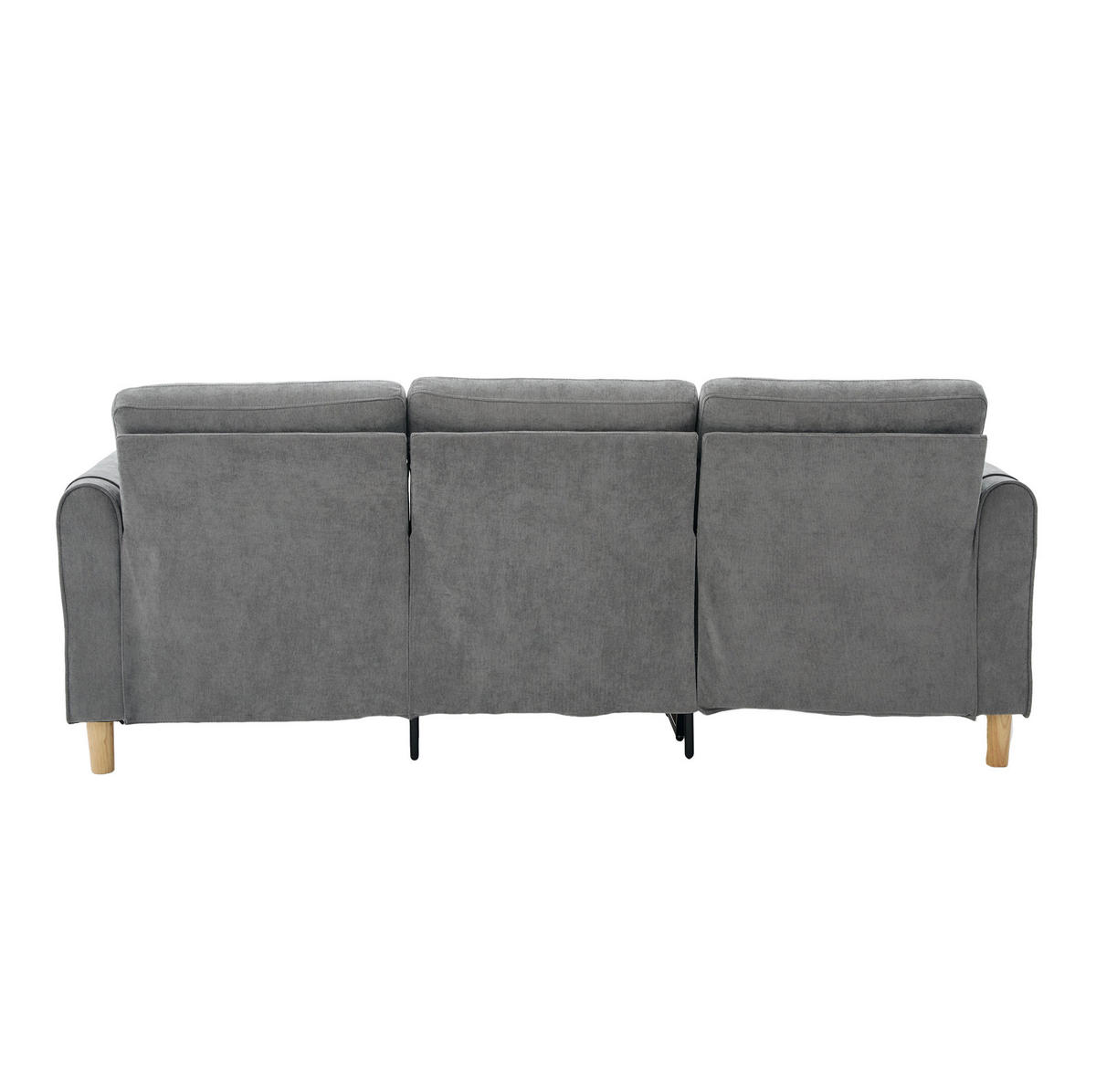 SOFA 201/77/86 cm in Hellgrau mit Hocker, Stauraum und Seitentaschen - Hellgrau, Textil (77/86/201cm) - Flora Grace