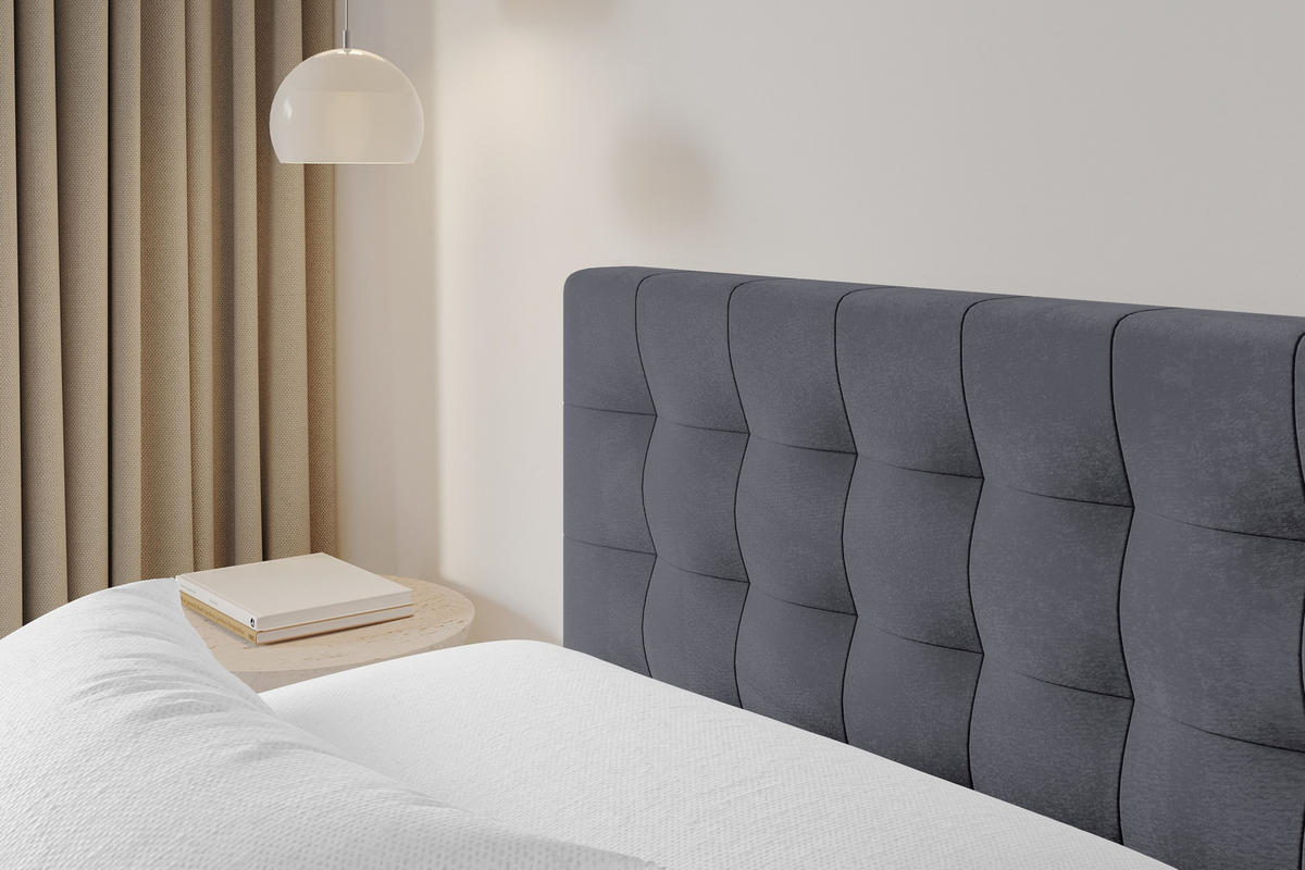 POLSTERBETT mit Bettkasten und Lattenrost, Boxbett ohne Matratze - PARI 180x200 Dunkelgrau - Dunkelgrau, Holzwerkstoff/Textil (180/200cm) - ALTDECOR