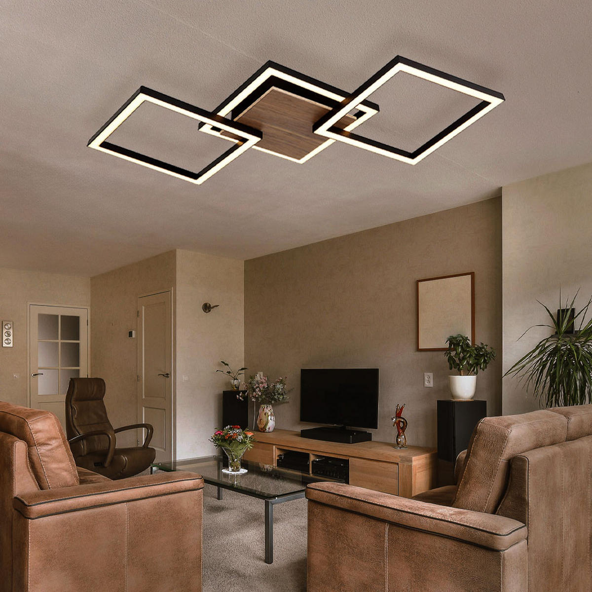 LED DECKENLEUCHTE Kaden Schwarz Matt - Schwarz, Kunststoff (63/27.5/5.7cm) - Globo Lighting