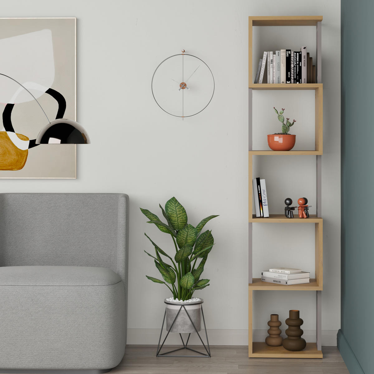 BÜCHERREGAL Piri Bunt 35/30/161 cm - Multicolor, Holzwerkstoff (34.8/161/29.6cm) - Decortie