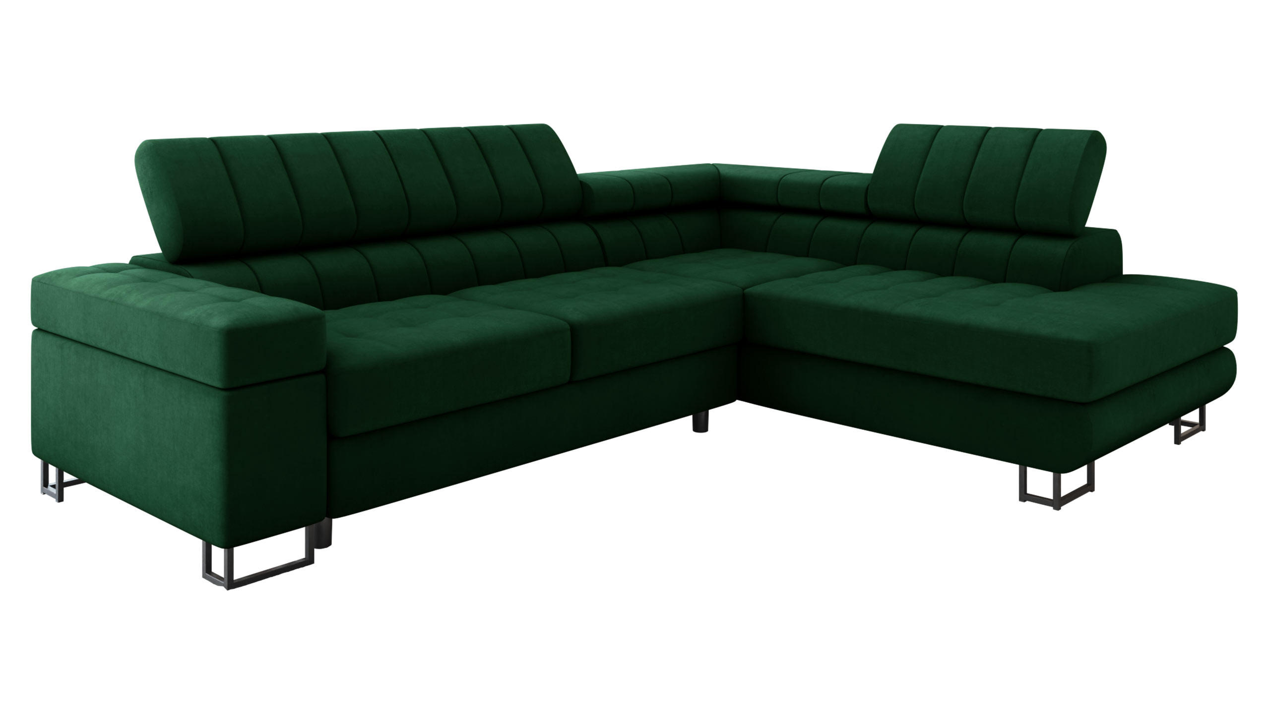ECKSOFA Laris Premium, Seite: Rechts - Schwarz/Grün, Holz/Textil (271/203cm) - MIRJAN24