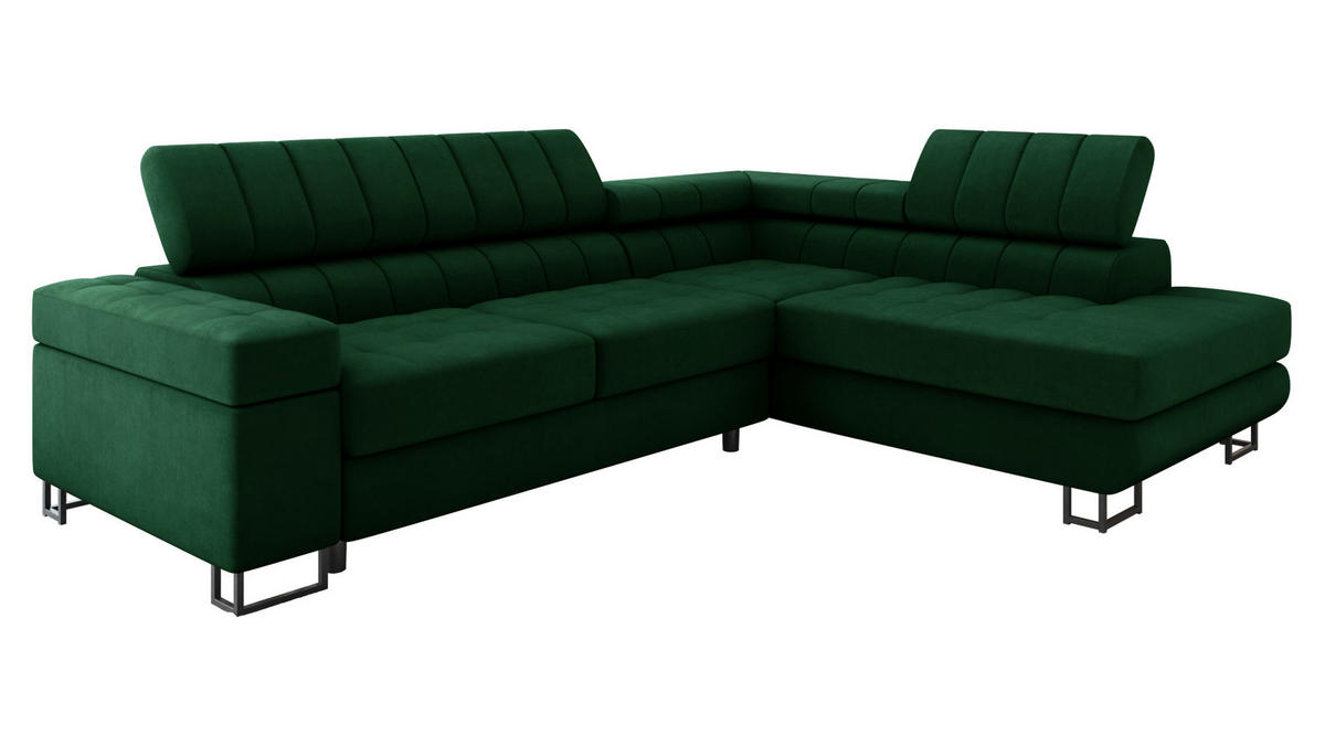 ECKSOFA Laris Premium, Seite: Rechts - Schwarz/Grün, Holz/Textil (271/203cm) - MIRJAN24