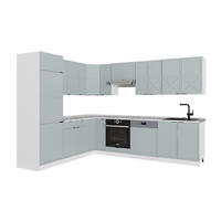 ECKKÜCHE Fame-Line Hellblau-grau/Weiß 227 x 60 cm ohne AP - Weiß/Hellblau, Holzwerkstoff (287/81.6/46cm) - Vicco