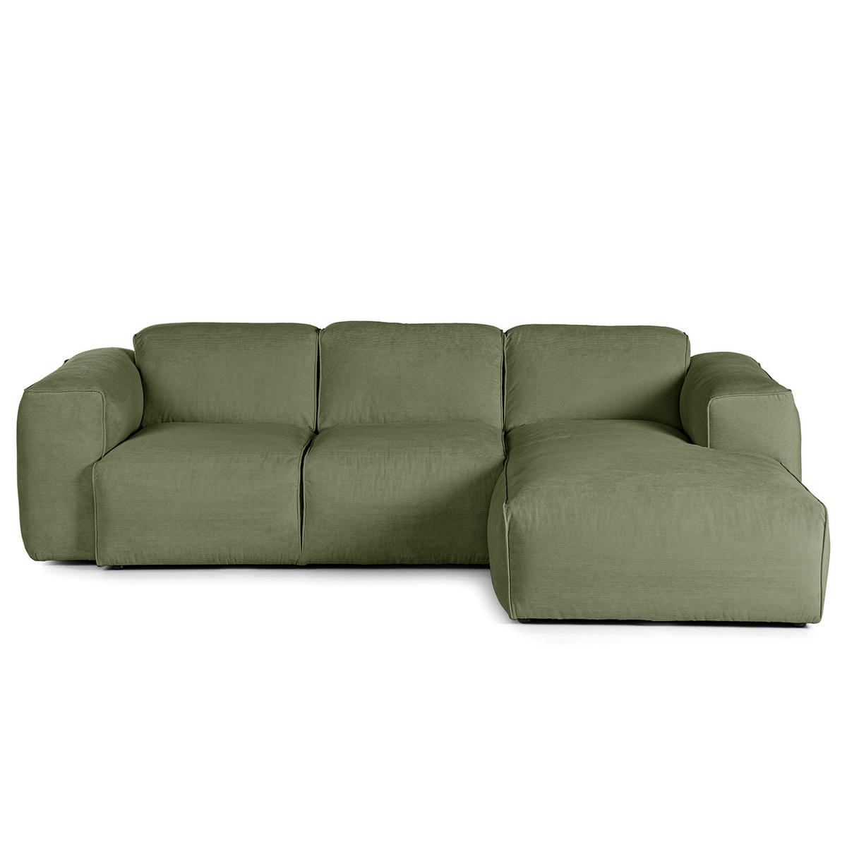 3-SITZER ECKSOFA mit Longchair - Dunkelgrün/Schwarz, Kunststoff/Textil (251/173cm) - home24