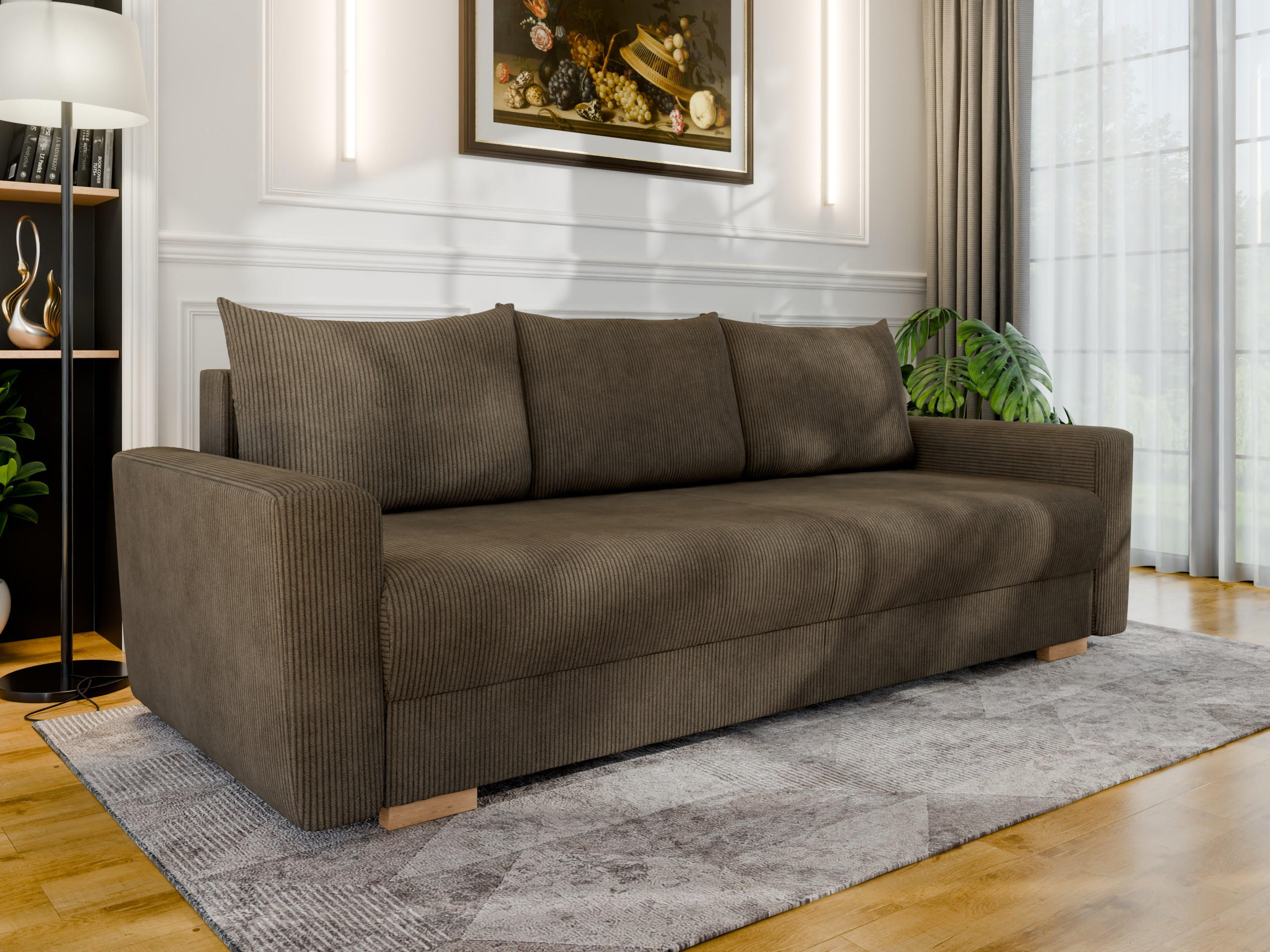 3-SITZER-SCHLAFSOFA ELMA mit Bettfunktion, dunkelbraun - Dunkelbraun, Holz (92.5/79/230cm) - Panda Möbel