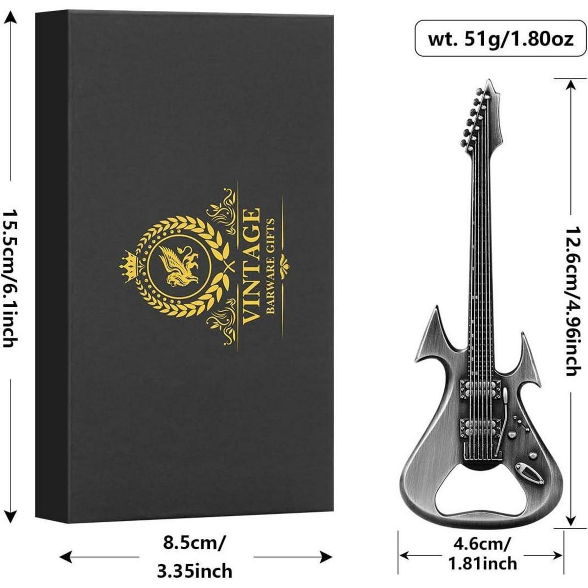 FLASCHENÖFFNER E-Gitarrenform Metall Silber mit Geschenkbox - Silberfarben, Metall (12.6cm)