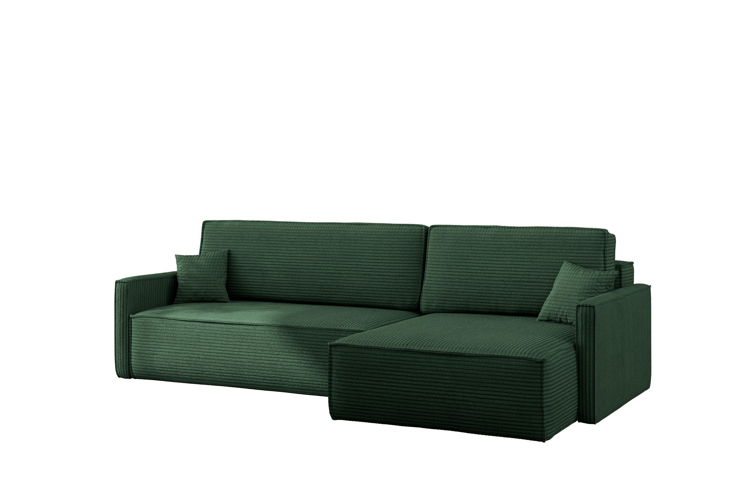 SCHLAFSOFA Carlos, Ecksofa L-Form mit schlaffunktion und bettkasten Stoff Poso Grün Rechts - Grün, Holz (250/83/142cm) - Kaiser Möbel