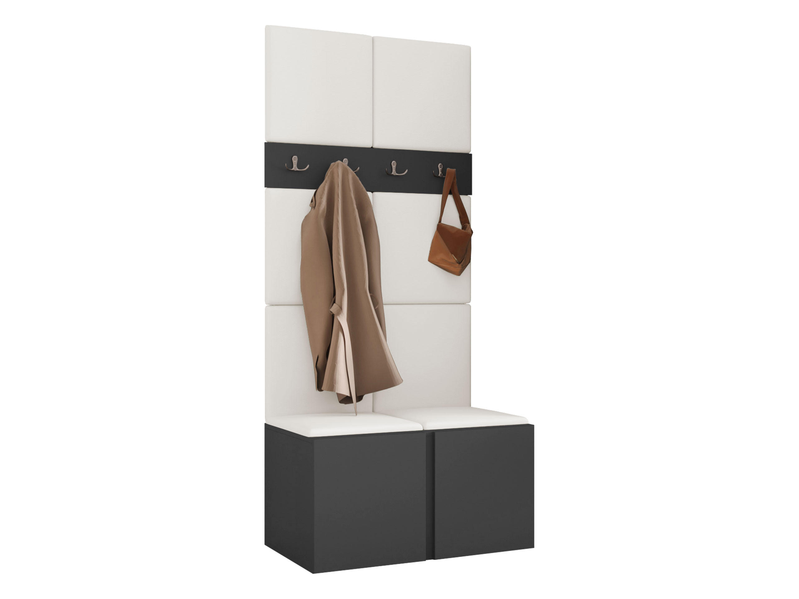 MOBILIER PENTRU HOL Orion IV - alb/grafit, material plastic/compozit lemnos (84/186/46cm) - MIRJAN24