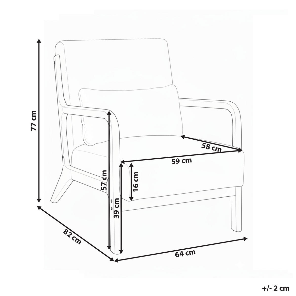 SESSEL Hellbraun Sorsele - Hellbraun/Weiß, Textil (64/77/82cm) - Beliani