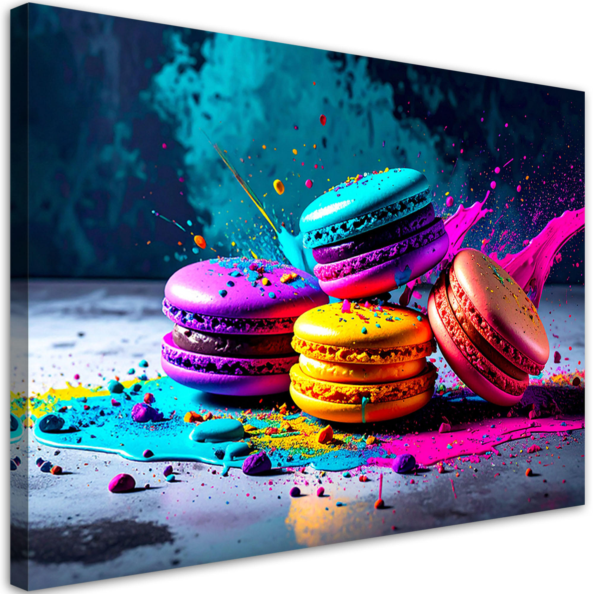 LEINWANDBILD bunte Kekse Makronen abstrakt 120x80cm - Multicolor, Textil (120/80cm) - Feeby