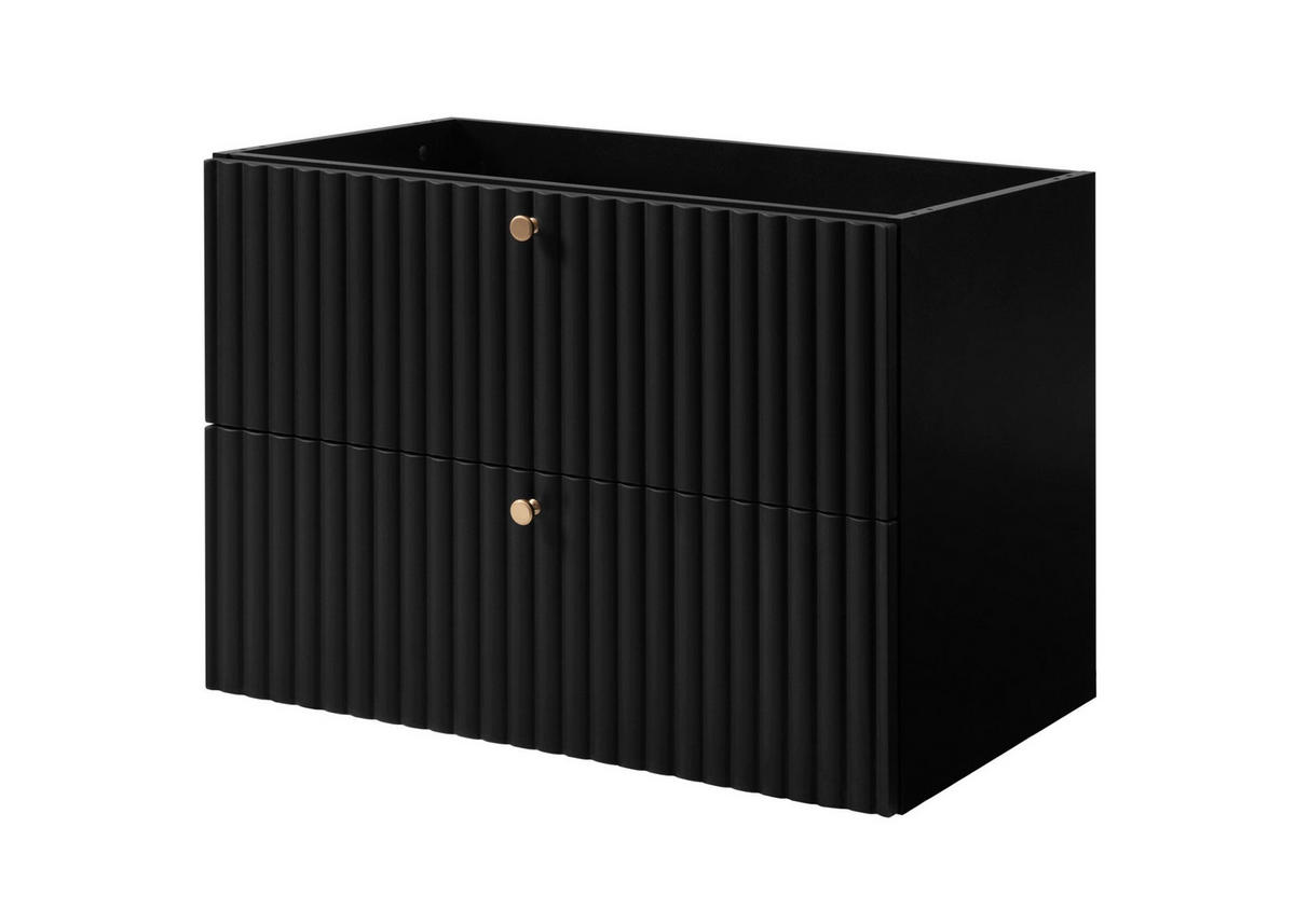 WASCHBECKENUNTERSCHRANK BELLO geriffelt Schwarz matt 80/57/46 cm - Schwarz, Holzwerkstoff/Metall (80.2/57/46cm) - Rodan