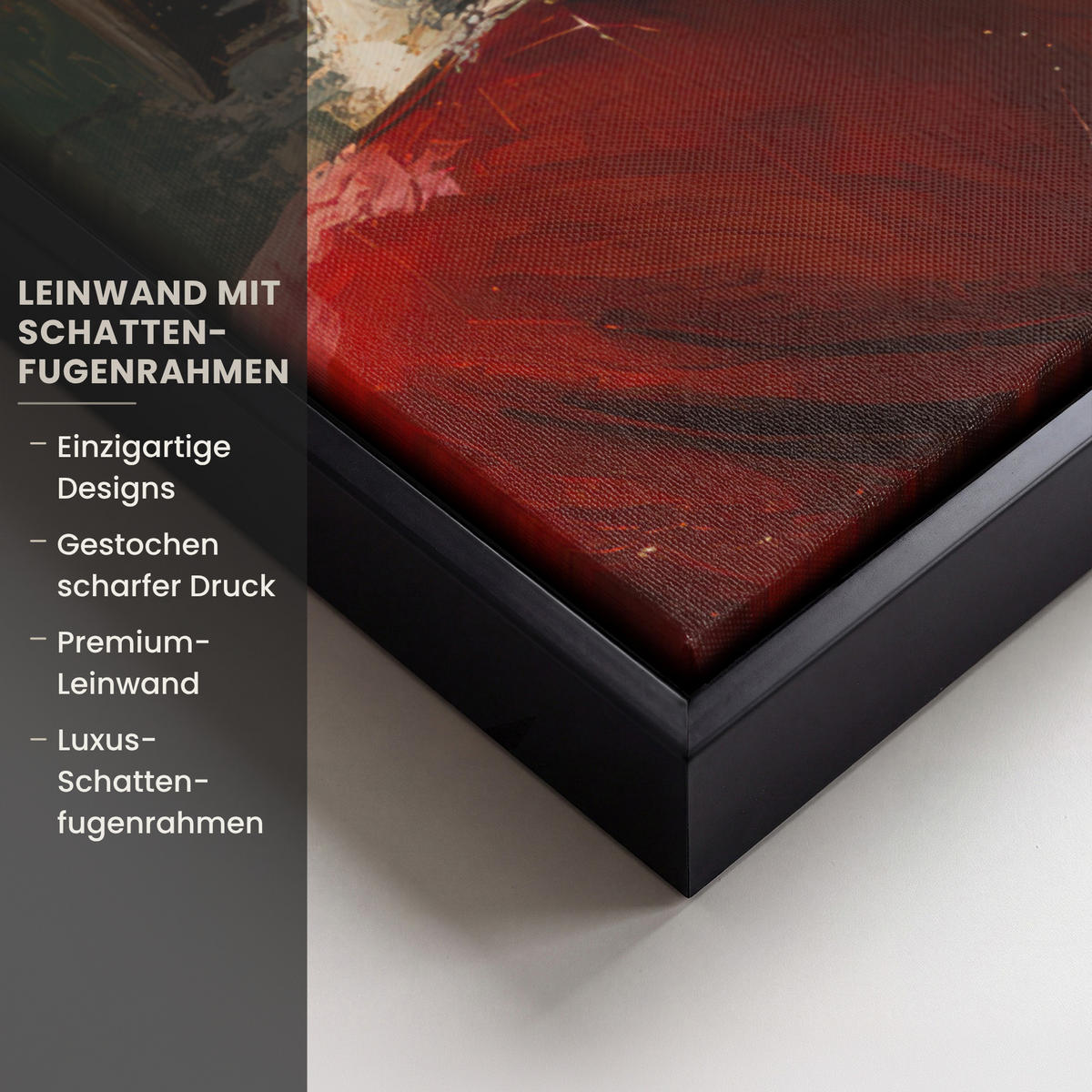 LEINWAND Bilder mit Rahmen - Weihnachten - Weihnachtsmann - Winter - Open Fireside - 50x50 - Dunkelrot, Textil (50/50cm) - MuchoWow