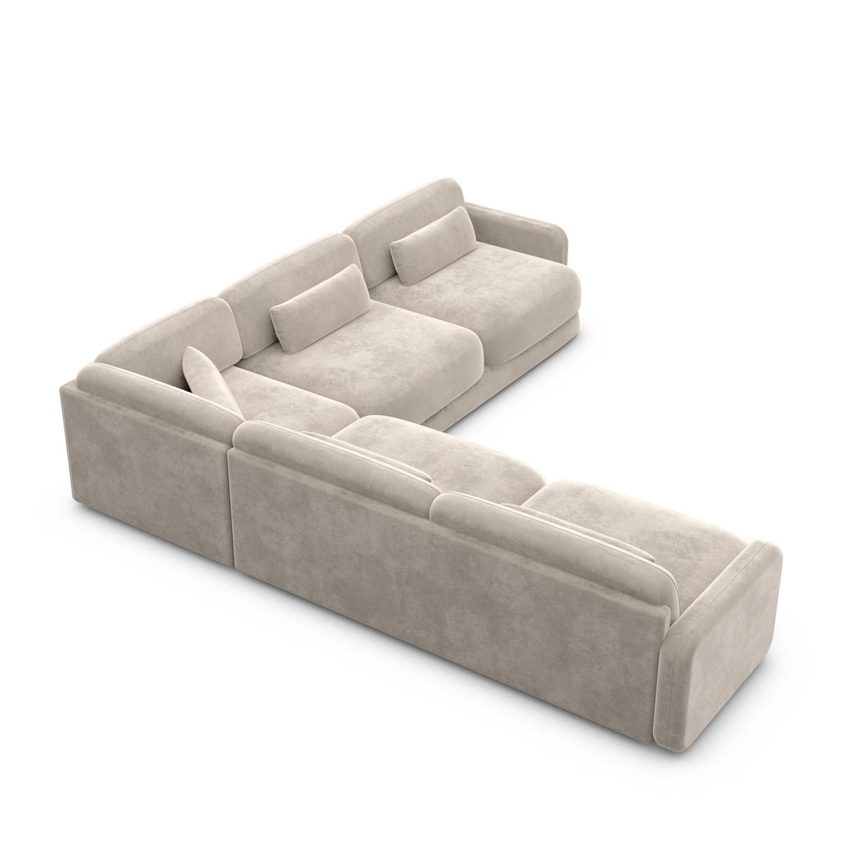 ECKSOFA Valencia L Form Samtstoff Sand - Sandfarben, Textil (229/229cm) - Sofa Dreams