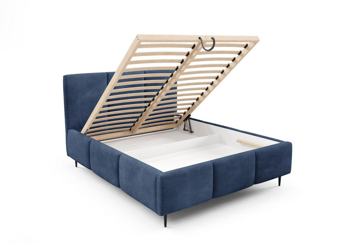 POLSTERBETT Miami Komplettset - Blau, Holzwerkstoff/Textil (180/200cm) - Fun Möbel